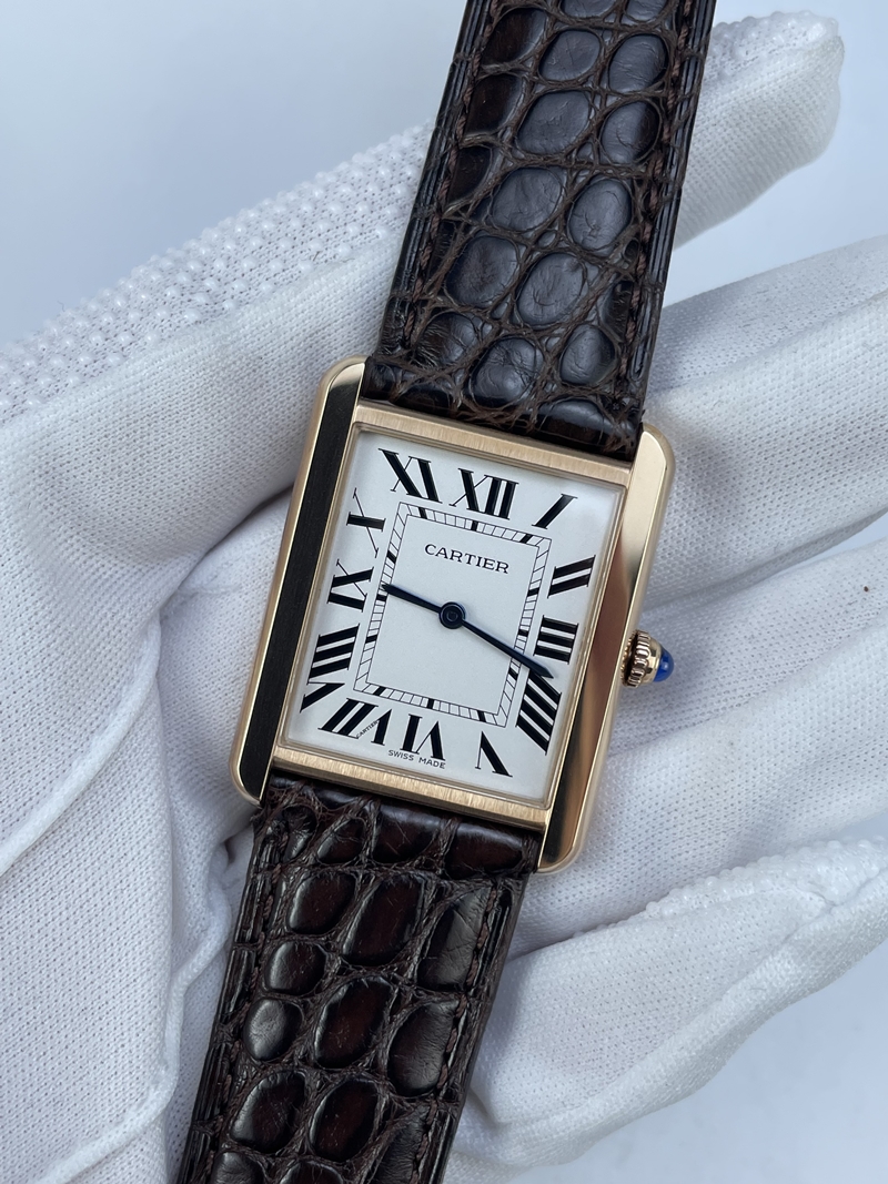 (준비완료/특급배송)NO.2938/K11공장 까르띠에 탱크솔로 27MM 가죽 로즈골드